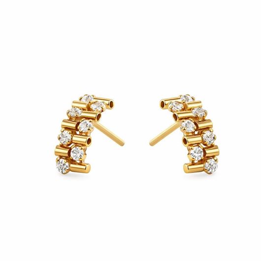 Foto de Pendientes oro amarillo 18kt patrón geométrico con circonitas