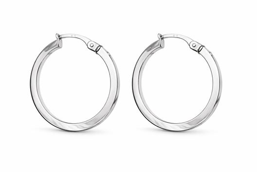 Picture of Pendientes de aro plano 20mm en oro blanco 18kt