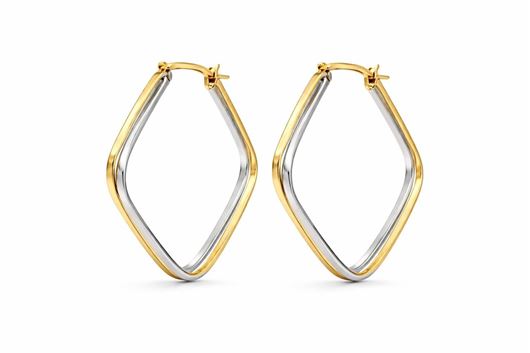 Foto de Pendientes aros bicolor de oro amarillo y blanco 18kt