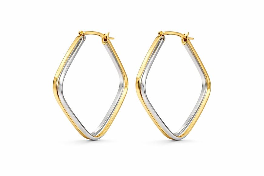 Foto de Pendientes aros bicolor de oro amarillo y blanco 18kt