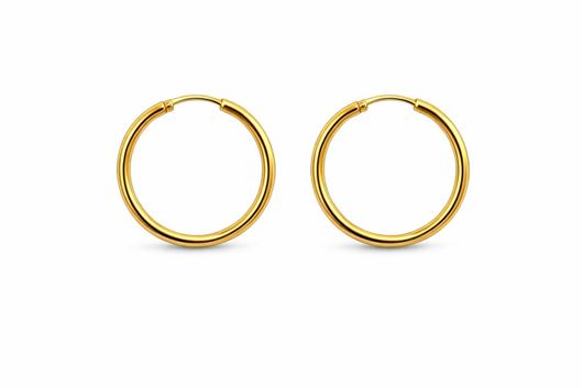 Foto de Pendientes de aro en oro amarillo 18kt 30mm tubo redondo