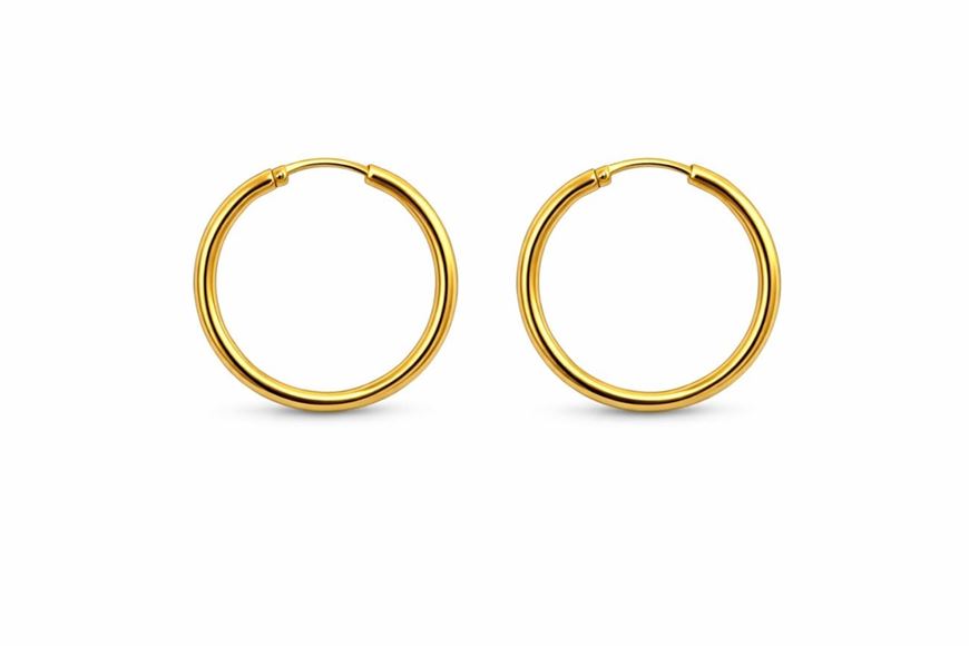 Foto de Pendientes de aro en oro amarillo 18kt 30mm tubo redondo