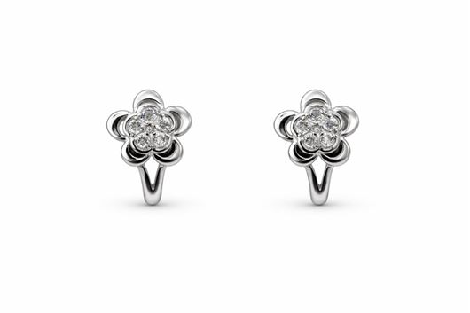 Picture of Pendientes oro blanco 18kt flor con circonitas