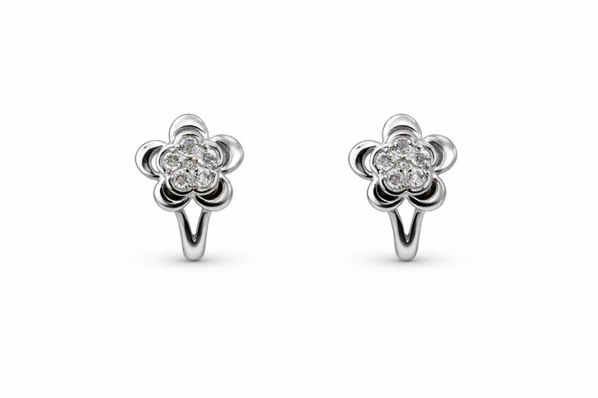 Foto de Pendientes oro blanco 18kt flor con circonitas