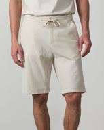 Foto de Bermuda con goma y cordón en cintura en rayas seersucker beige