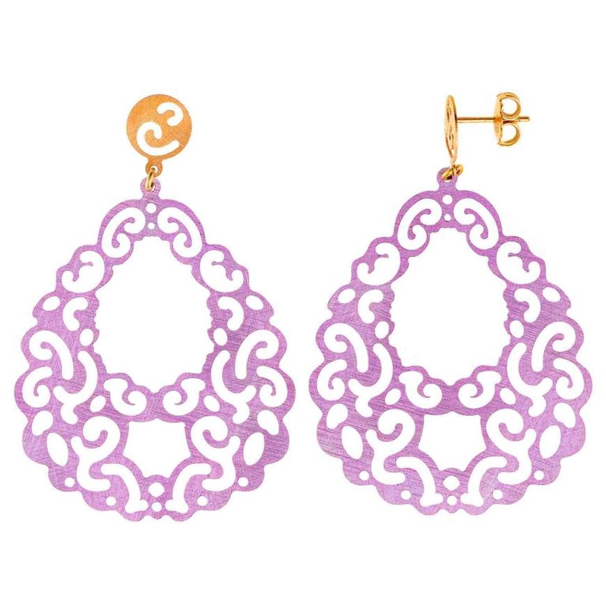 Foto de Pendientes de plata baño dorado arabesco rosa