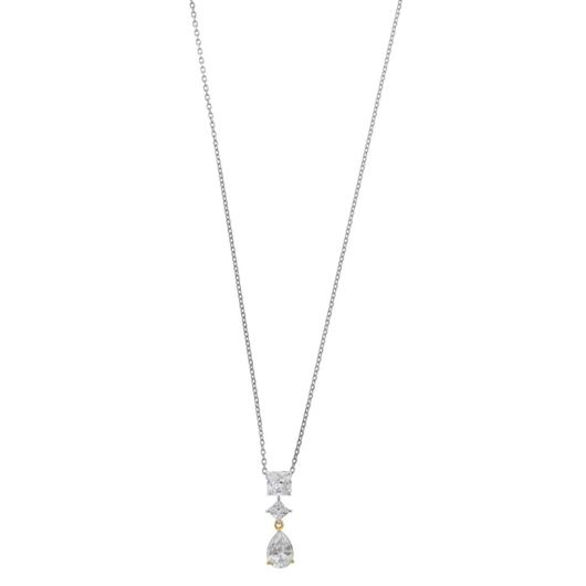 Foto de Gargantilla de plata bicolor con circonitas cuadradas y pera amarilla