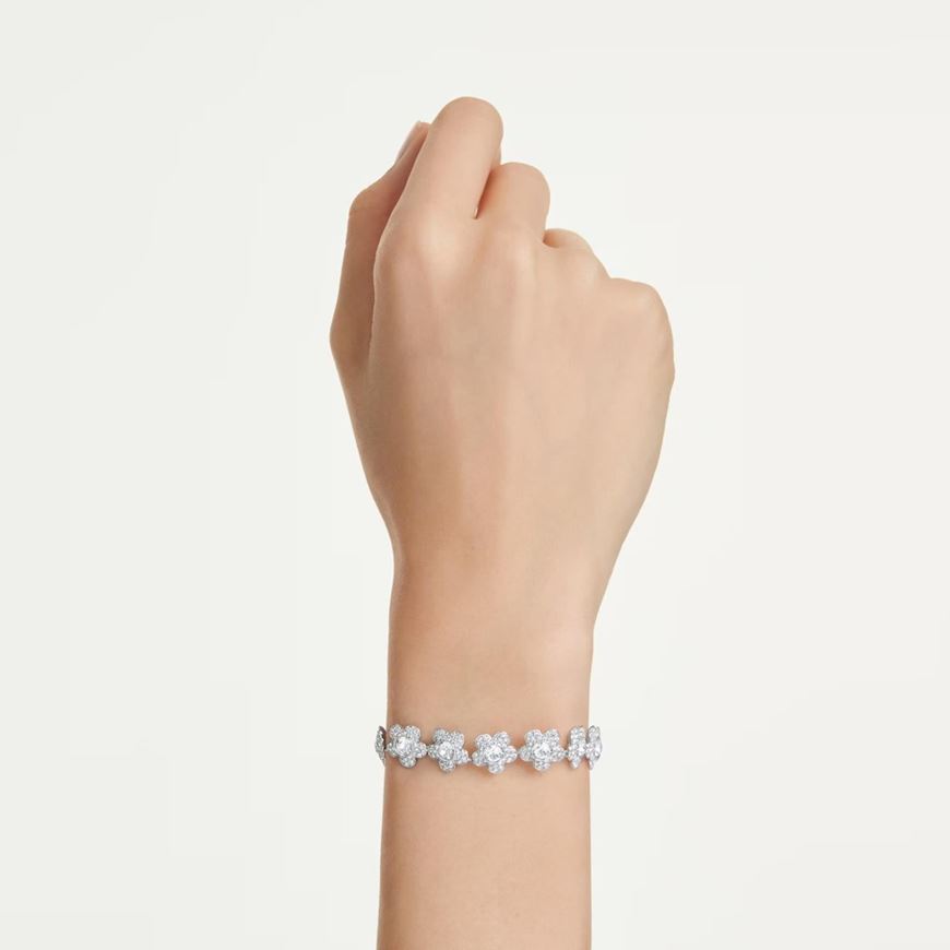 Foto de Pulsera Ariana Grande x Swarovski Talla redonda, Flor, Blanca, Baño de rodio