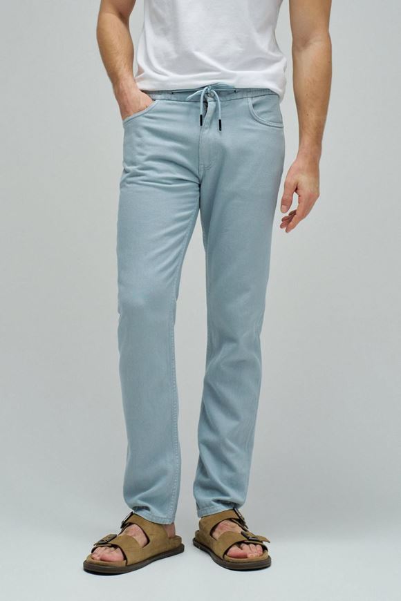 Foto de Pantalón Jogger en Lino azul