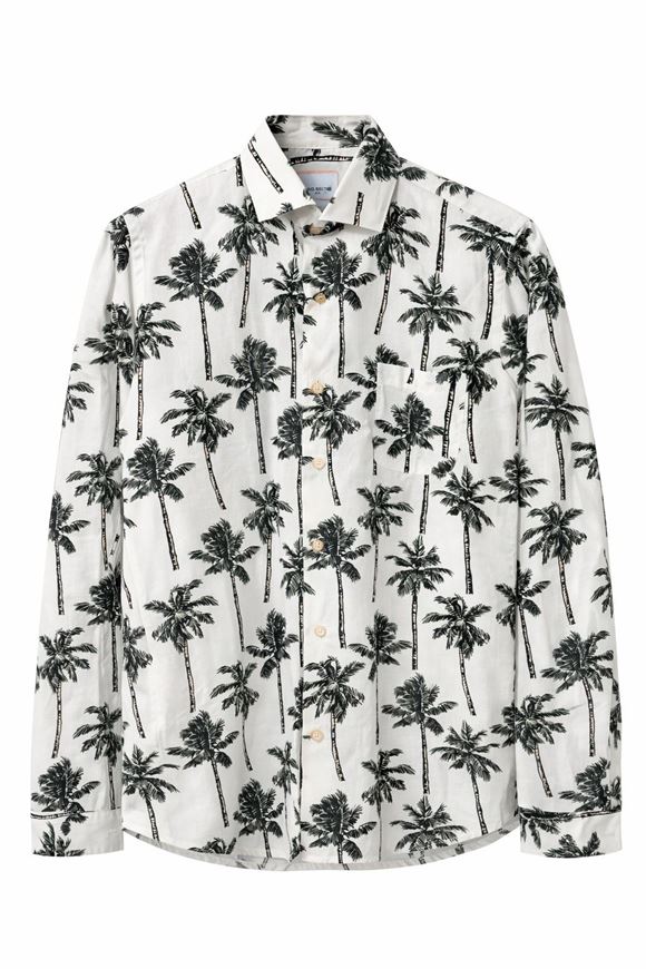 Foto de Camisa blanca estampado palmeras algodón