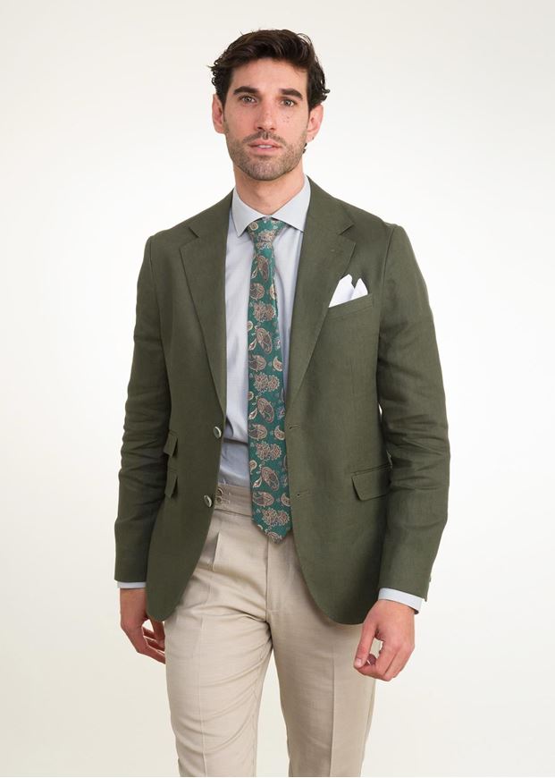 Foto de Americana Slim Fit verde bosque 100% lino