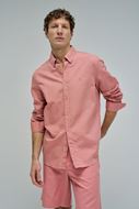 Foto de Camisa regular fit rosa mezcla lino y algodón