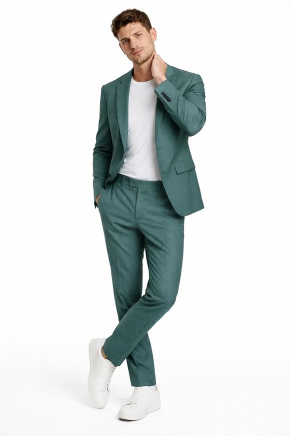 Foto de Traje slim fit microestructura cuadro verde