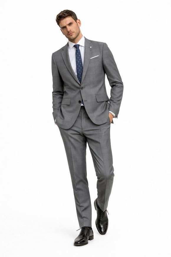 Foto de Traje retro labrado gris cuadro ventana