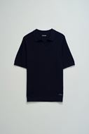 Foto de Polo manga corta cuello en V estructura zig-zag azul marino