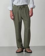 Foto de Pantalón de una pinza con cordón y goma en la cintura de lino-tencel color caqui