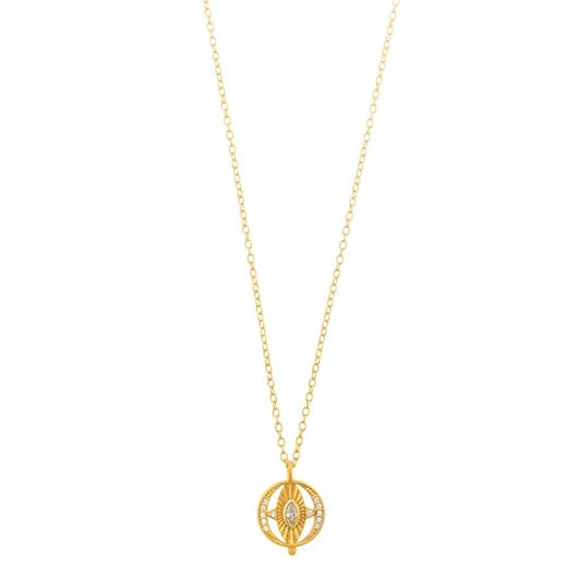 Foto de Collar plata chapado dorado medalla mate media