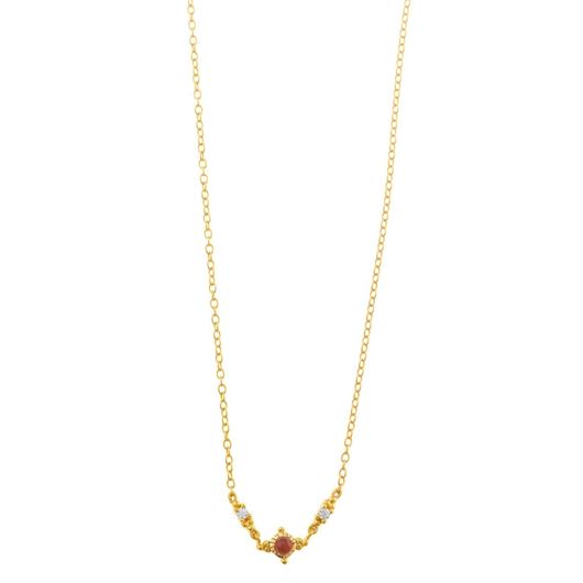 Foto de Collar plata chatón agatha roja y circonitas blancas