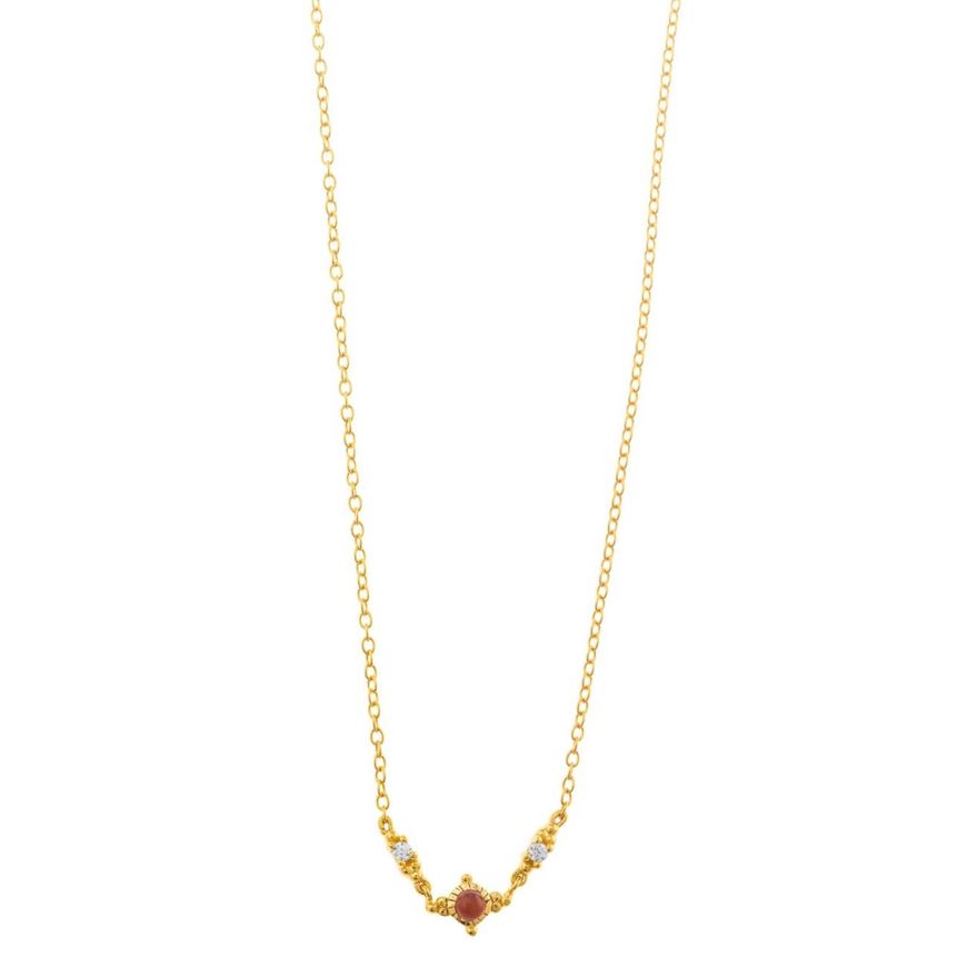 Foto de Collar plata chatón agatha roja y circonitas blancas