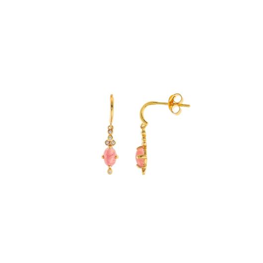 Foto de Pendientes plata chapado dorado aro circonitas blancas