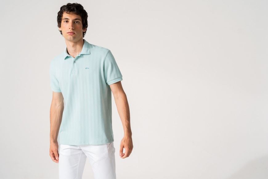 Foto de Polo manga corta estampado zig-zag verde turquesa