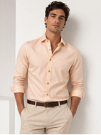 Foto de Camisa vestir microdibujo color salmón