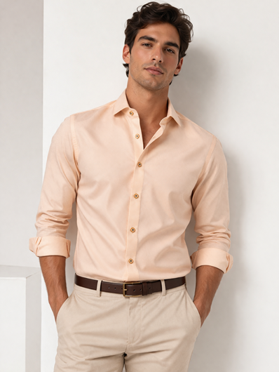 Foto de Camisa vestir microdibujo color salmón