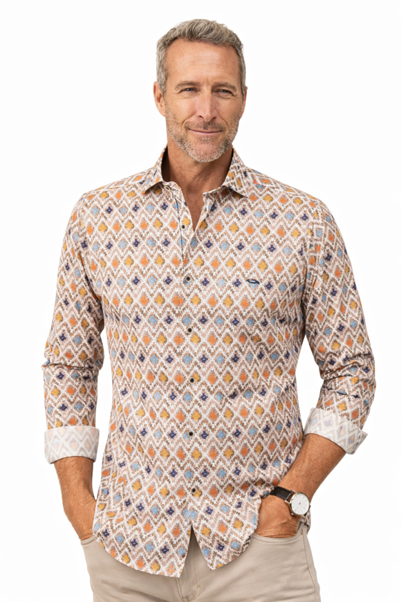 Foto de Camisa manga larga slim fit estampado étnico