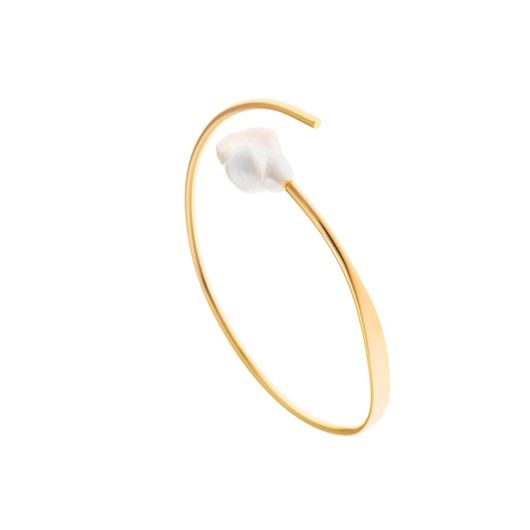 Foto de Pulsera plata caña chapado dorado perla barroca