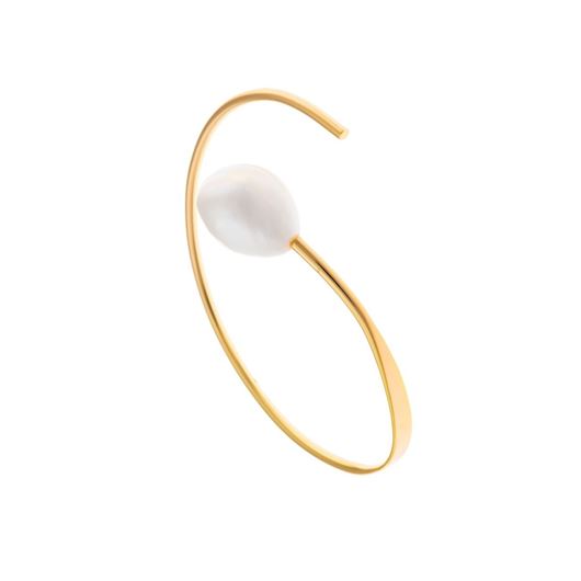 Foto de Pulsera plata caña chapado dorado perla redonda