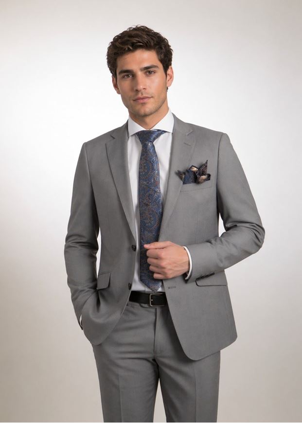 Foto de Traje gris medio corte slim fit