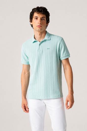 Foto de Polo manga corta estampado zig-zag verde turquesa