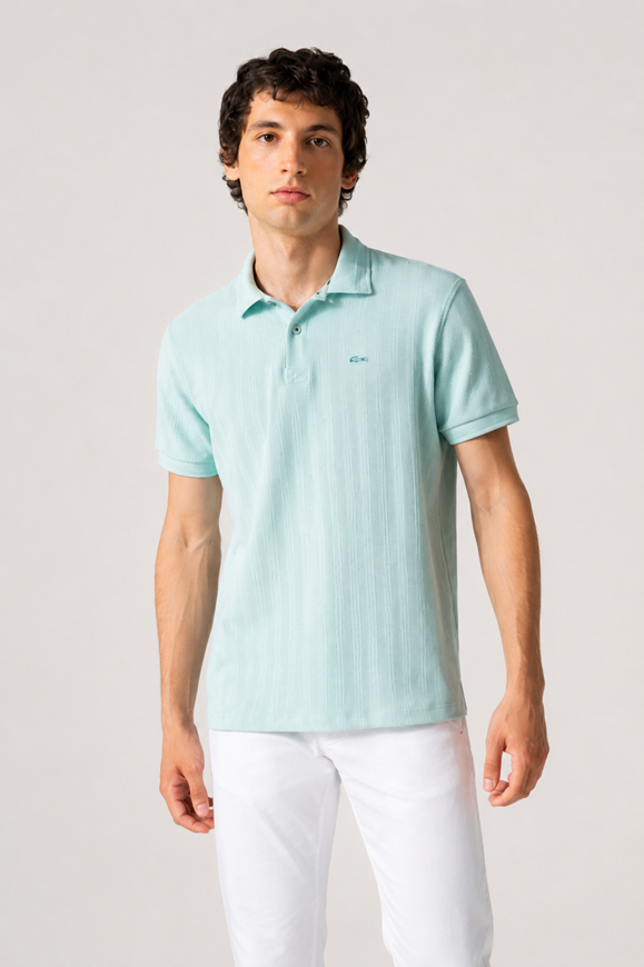Foto de Polo manga corta estampado zig-zag verde turquesa