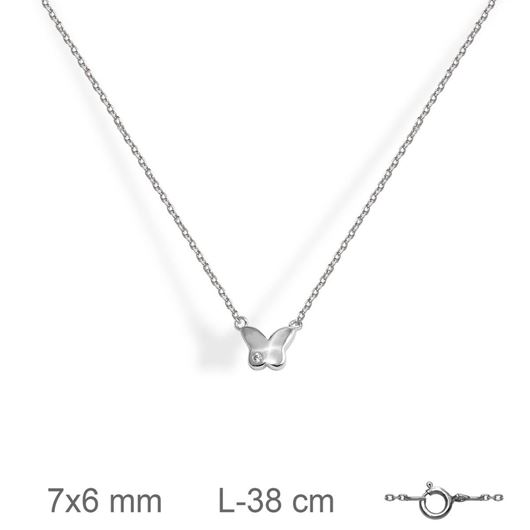 Foto de Gargantilla plata baño rodio mariposa 