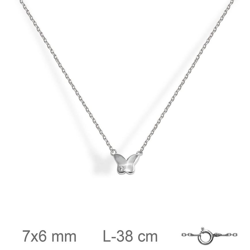 Foto de Gargantilla plata baño rodio mariposa 