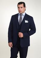 Foto de Traje con chaleco azul marino y cuadros reversible slim fit