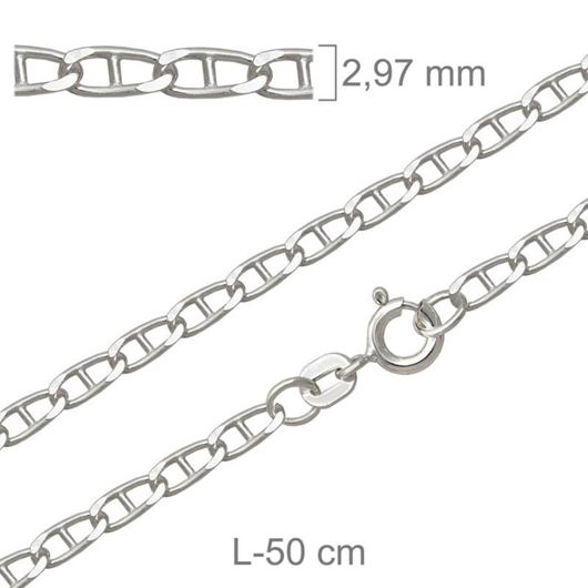 Foto de Cadena de plata sin rodio ancla 2,97mm de grosor