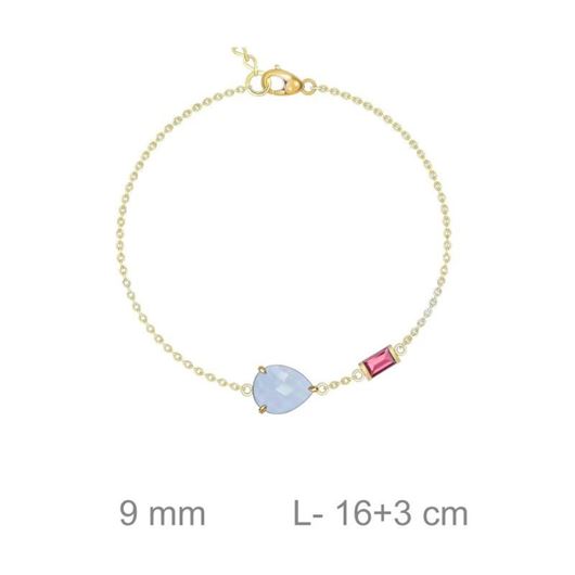 Foto de Pulsera plata baño oro circonitas azul y rubi