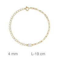 Foto de Pulsera de plata baño oro con circonita dos tipos de eslabon