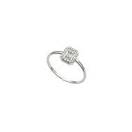 Foto de Anillo de oro blanco 18kt con bagué y orla de circonitas blancas