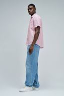 Foto de Camisa rosa manga corta algodón y lino melange regular fit