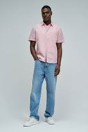 Foto de Camisa rosa manga corta algodón y lino melange regular fit 