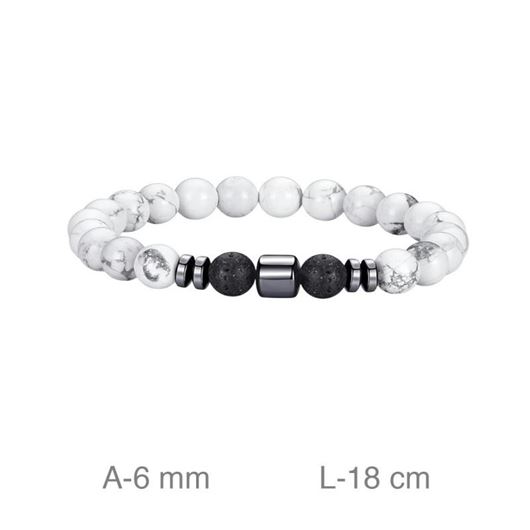 Foto de Pulsera acero con turquesa blanca y piedra volcanica