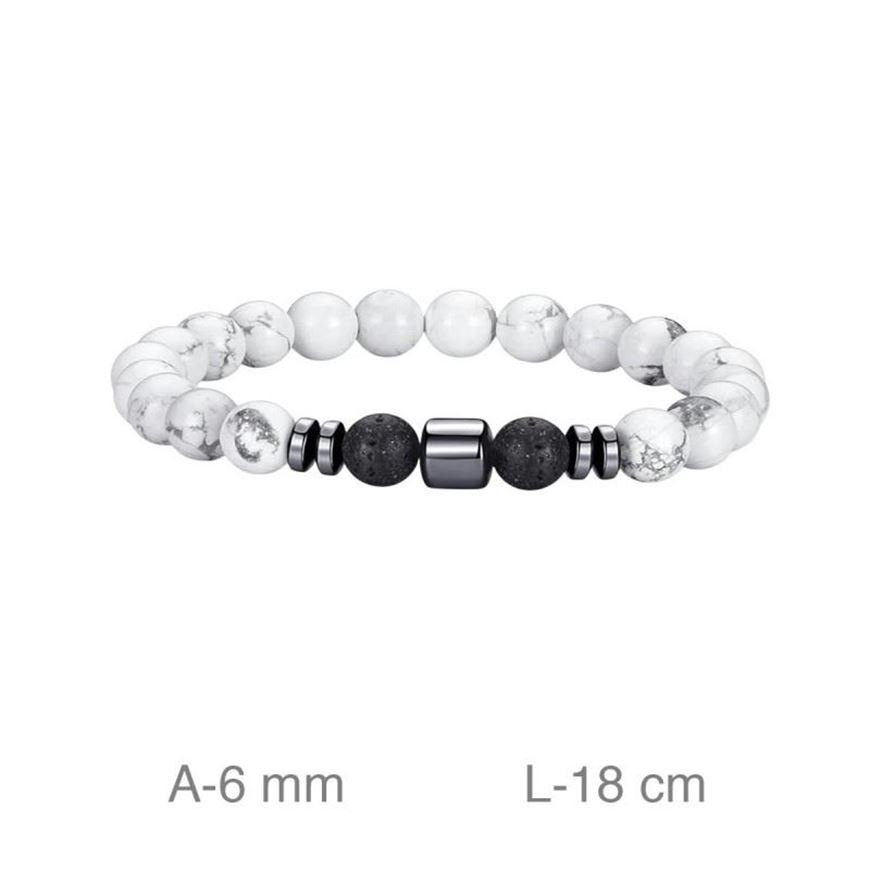 Foto de Pulsera acero con turquesa blanca y piedra volcanica