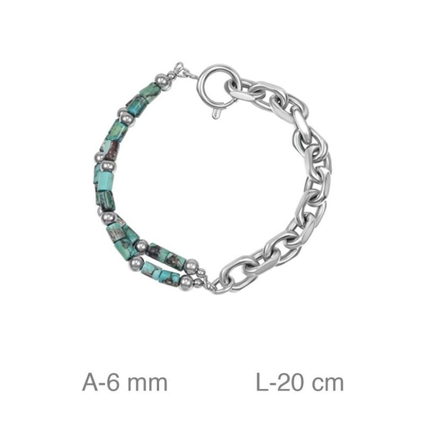 Foto de Pulsera acero eslabones combinado turquesa