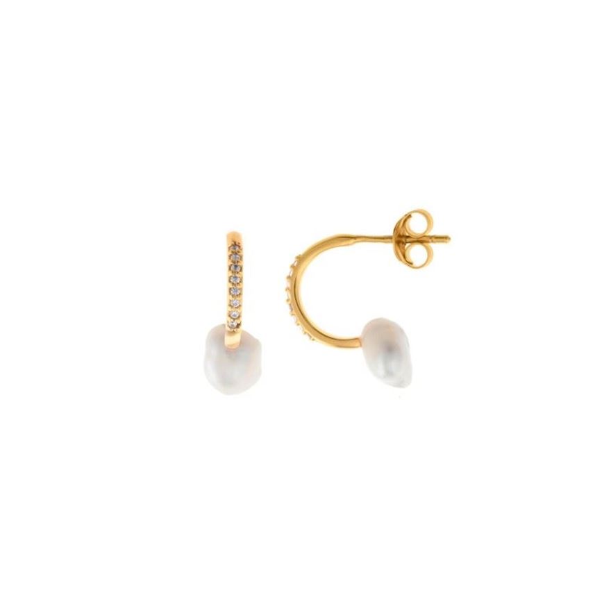 Foto de Pendientes de plata baño dorado aro con perla