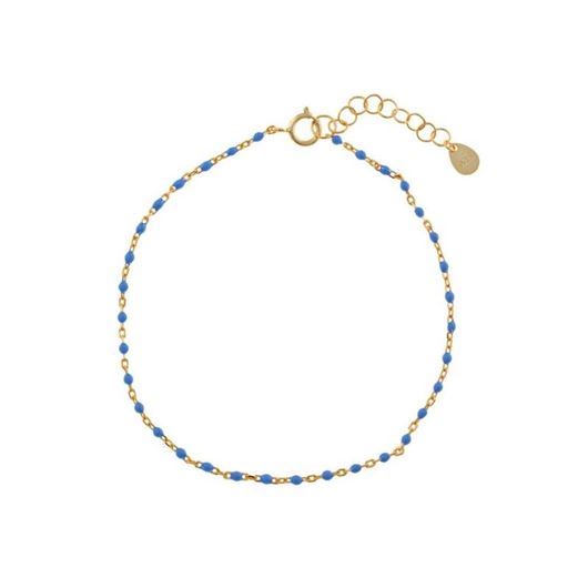 Foto de Pulsera plata baño oro con bolitas esmaltadas azul claro