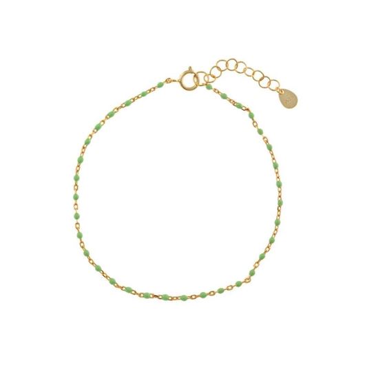 Foto de Pulsera de plata baño oro con bolitas esmaltadas verde