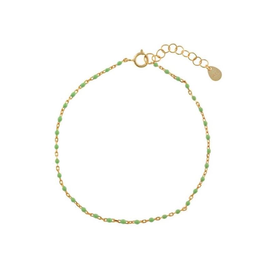 Foto de Pulsera de plata baño oro con bolitas esmaltadas verde