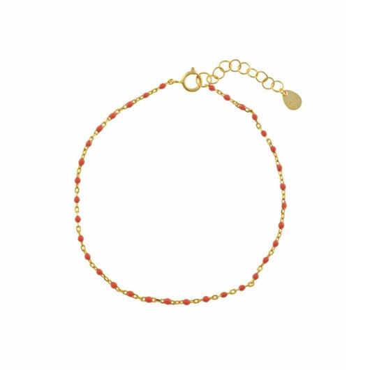 Foto de Pulsera plata baño oro con bolitas esmaltadas coral